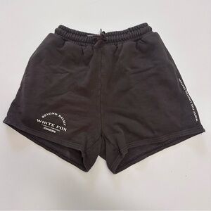 White Fox Brown Logo Fleece High Waisted Sweat Shorts XS